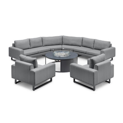 Maze - Outdoor Fabric Ethos Grande Corner Sofa Set & 2 Armchairs with Round Fire Pit Table - Flanelle product image