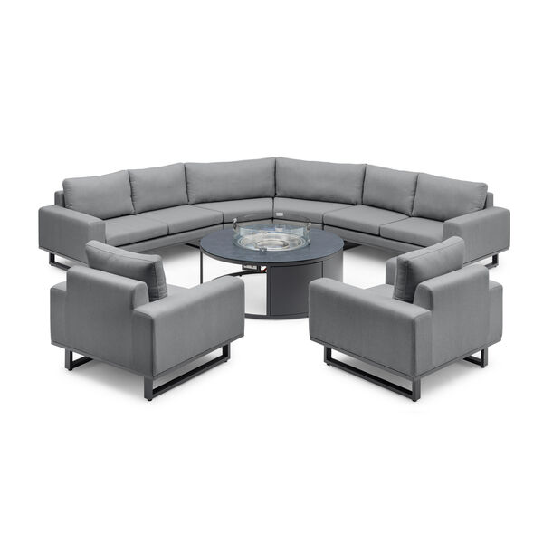 Maze - Outdoor Fabric Ethos Grande Corner Sofa Set & 2 Armchairs with Round Fire Pit Table - Flanelle product image