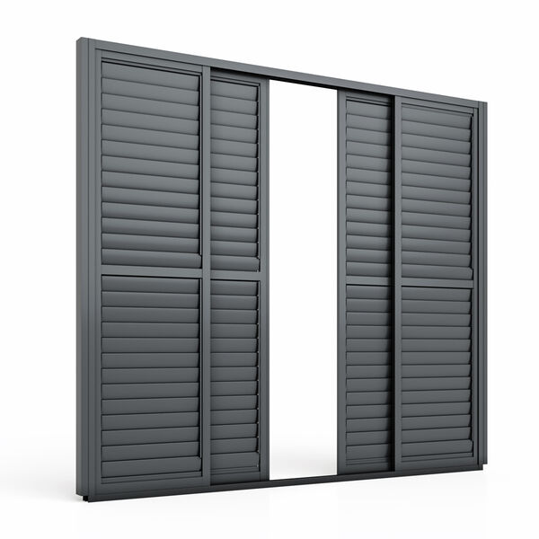 Maze - Eden Pergola Sliding Grey Louvre Panel Door (262 x 222cm) - fits within 3m product image