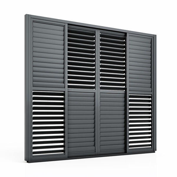 Maze - Eden Pergola Sliding Grey Louvre Panel Door (262 x 222cm) - fits within 3m product image