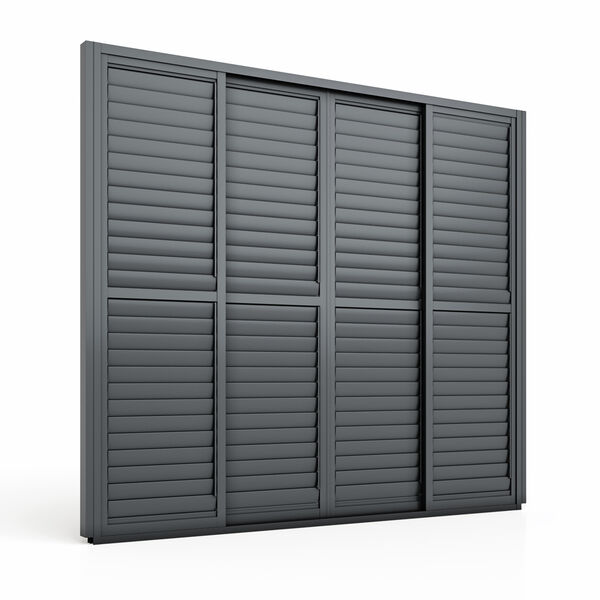 Maze - Eden Pergola Sliding Grey Louvre Panel Door (262 x 222cm) - fits within 3m product image