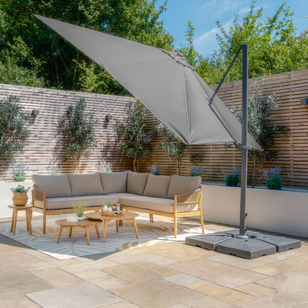 Maze - Helios 3m x 3m Square Rotating Cantilever Parasol with Base - Charcoal Grey product image