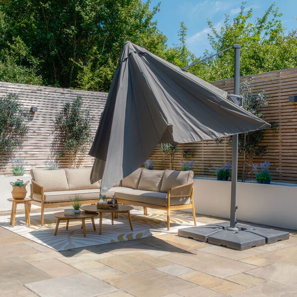 Maze - Helios 3m x 3m Square Rotating Cantilever Parasol with Base - Charcoal Grey product image