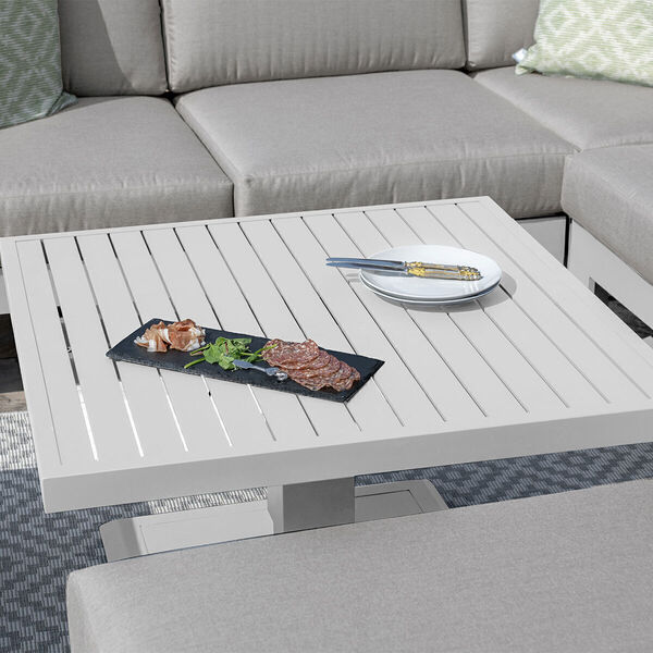 Maze - Amalfi Square Aluminium Corner Dining Set with Rising Table & Footstools - White product image