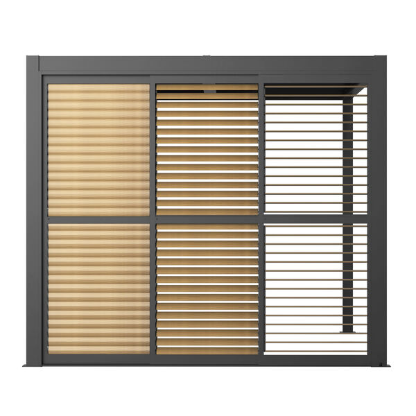 Maze - Como Pergola Sliding Wood Effect Louvre Panel Door (270 x 218cm) - fits within 3m product image