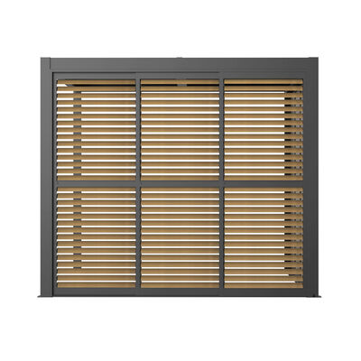 Maze - Como Pergola Sliding Wood Effect Louvre Panel Door (270 x 218cm) - fits within 3m product image