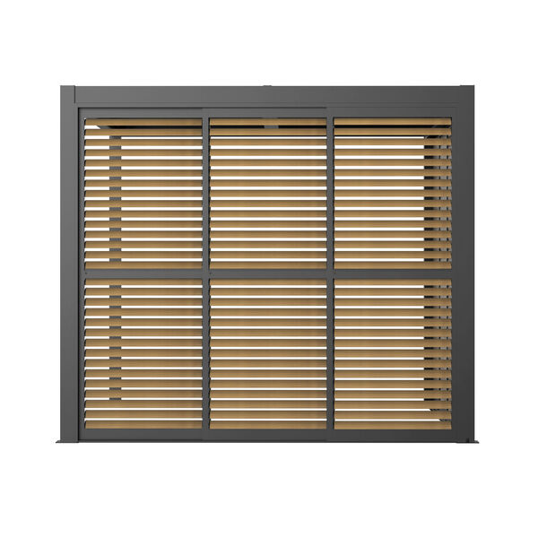 Maze - Como Pergola Sliding Wood Effect Louvre Panel Door (270 x 218cm) - fits within 3m product image