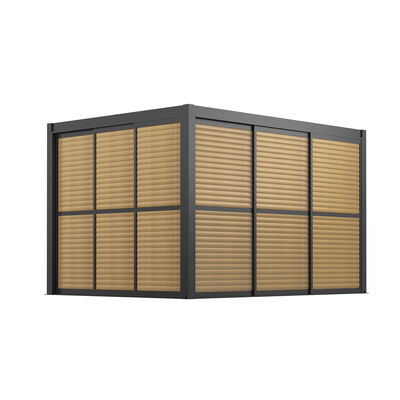 Maze - Como Pergola Sliding Wood Effect Louvre Panel Door (270 x 218cm) - fits within 3m product image