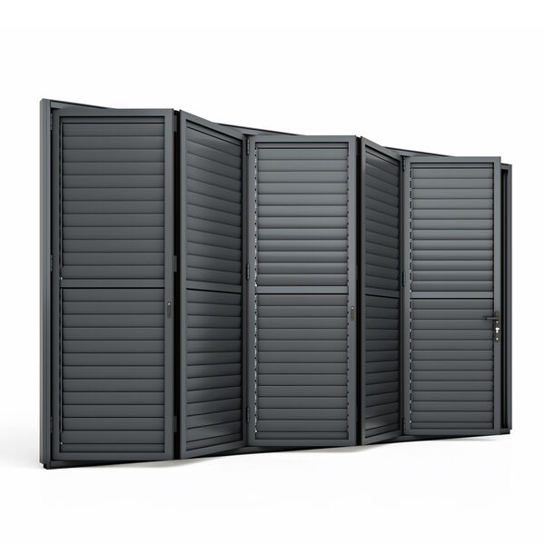 Maze - Eden Pergola Bi Folding Louvre Door fits within 4m - Grey