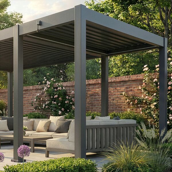Eden Pergola Aluminium Manual Extension 3 x 1.375m - Frame Only - Grey
