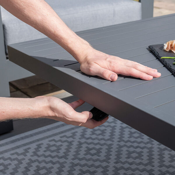 Maze - Amalfi Square Aluminium Corner Dining Set with Rising Table & Footstools - Grey product image