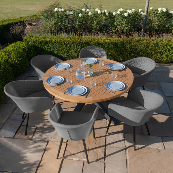 Maze - Jakarta Teak 6 Seat Round Dining Table with Grey Aluminium Frame product image