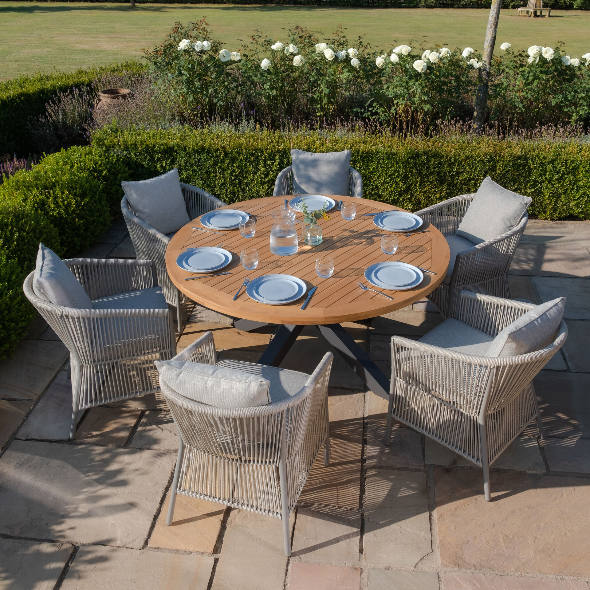 Maze - Jakarta Teak 6 Seat Round Dining Table with Grey Aluminium Frame product image