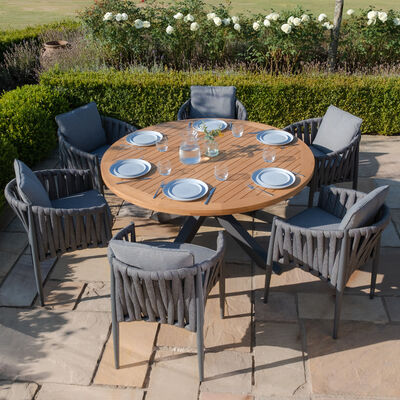 Maze - Jakarta Teak 6 Seat Round Dining Table with Grey Aluminium Frame product image