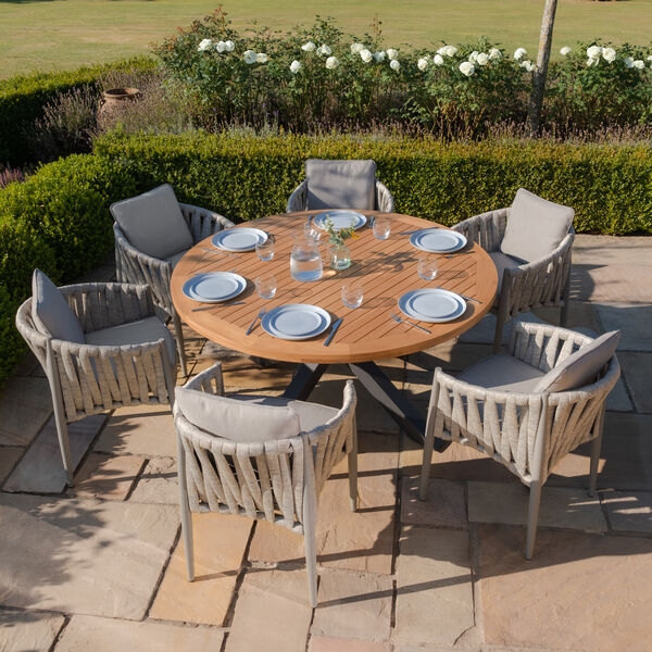Maze - Jakarta Teak 6 Seat Round Dining Table with Grey Aluminium Frame product image