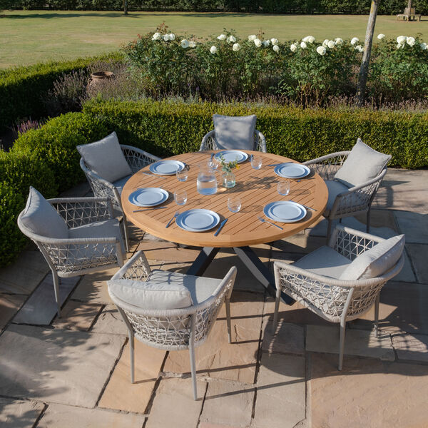 Maze - Jakarta Teak 6 Seat Round Dining Table with Grey Aluminium Frame product image