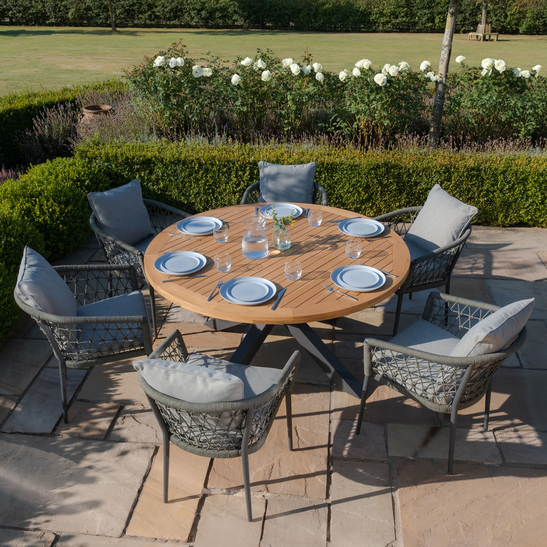 Maze - Jakarta Teak 6 Seat Round Dining Table with Grey Aluminium Frame product image