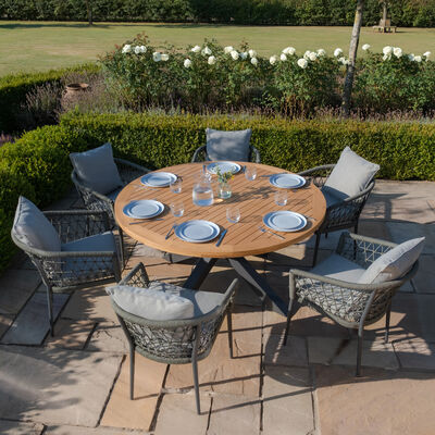 Maze - Jakarta Teak 6 Seat Round Dining Table with Grey Aluminium Frame product image
