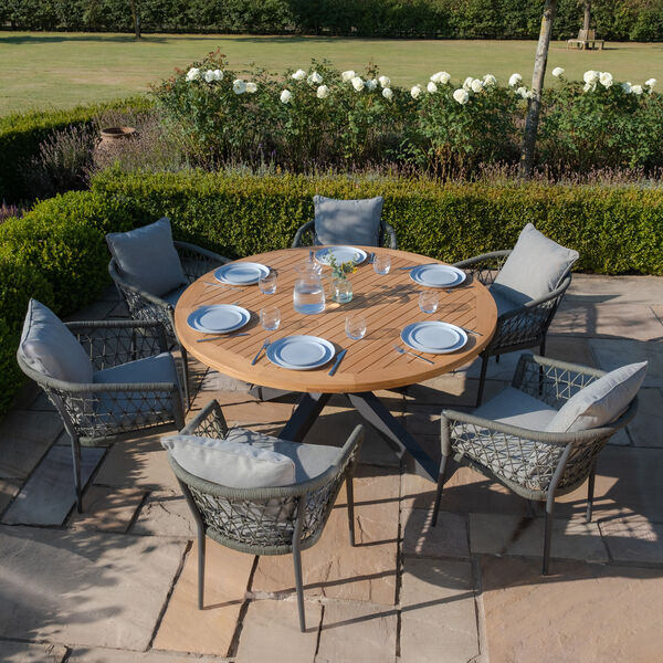 Maze - Jakarta Teak 6 Seat Round Dining Table with Grey Aluminium Frame product image