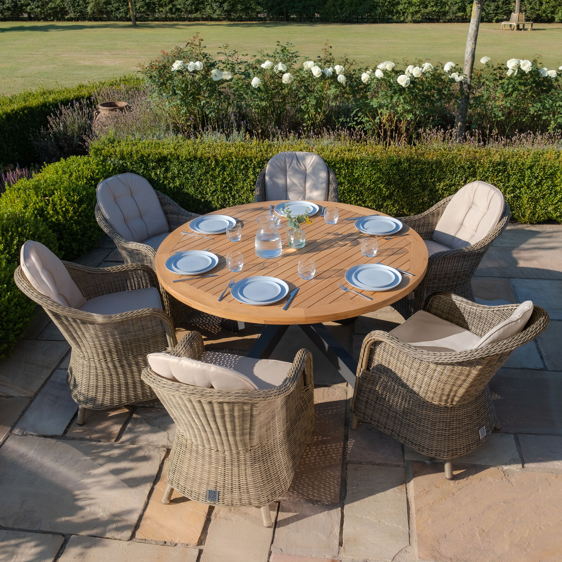 Maze - Jakarta Teak 6 Seat Round Dining Table with Grey Aluminium Frame product image