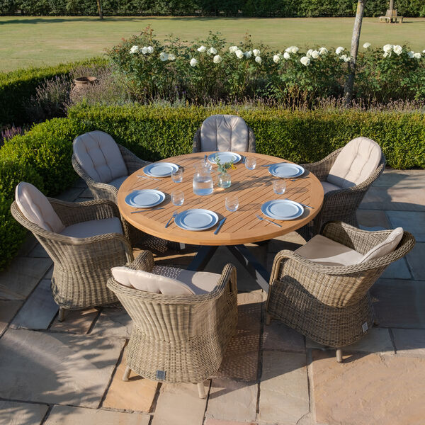 Maze - Jakarta Teak 6 Seat Round Dining Table with Grey Aluminium Frame product image