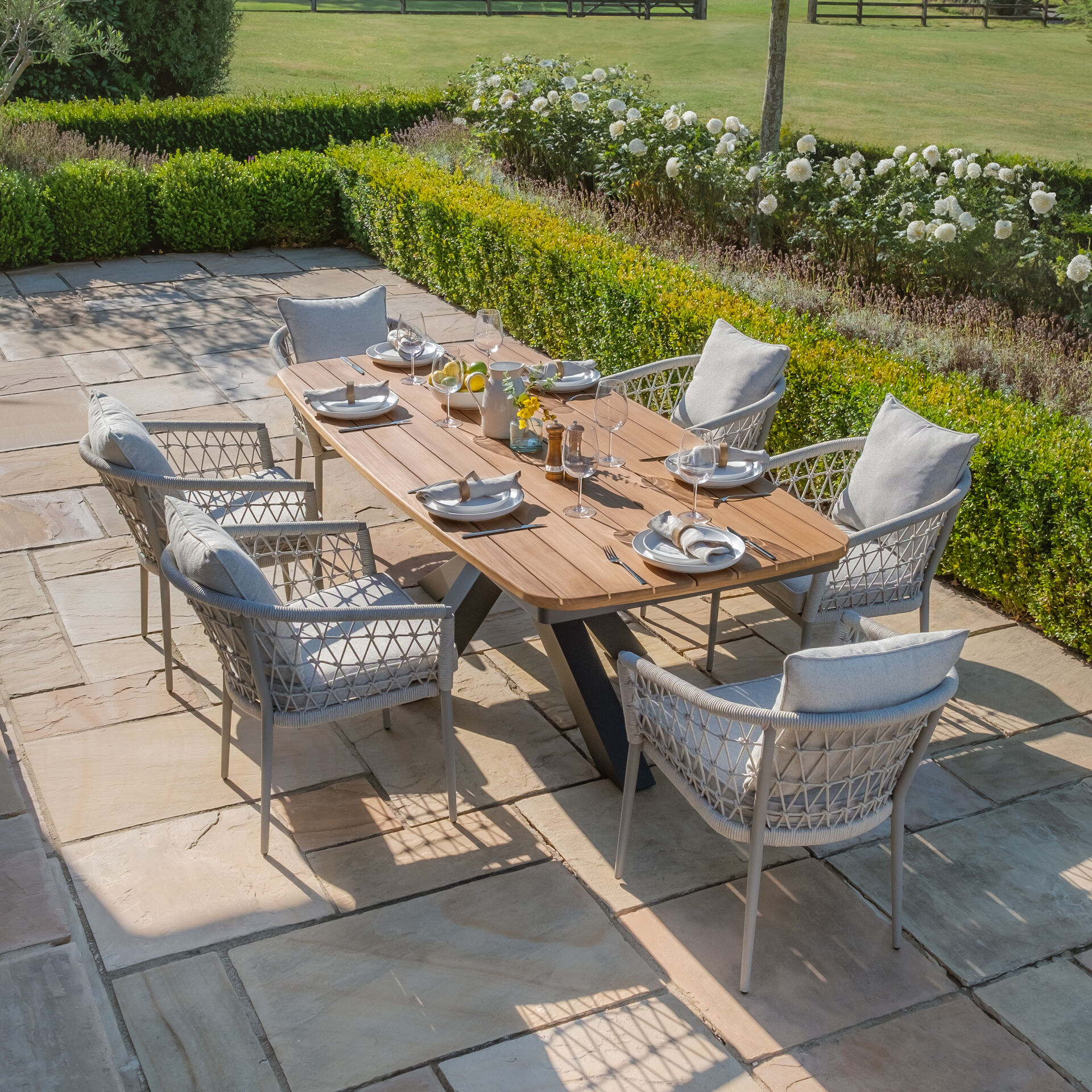 Maze - Jakarta Teak 6-8 Seat Oval Dining Table with Grey Aluminium Frame product image