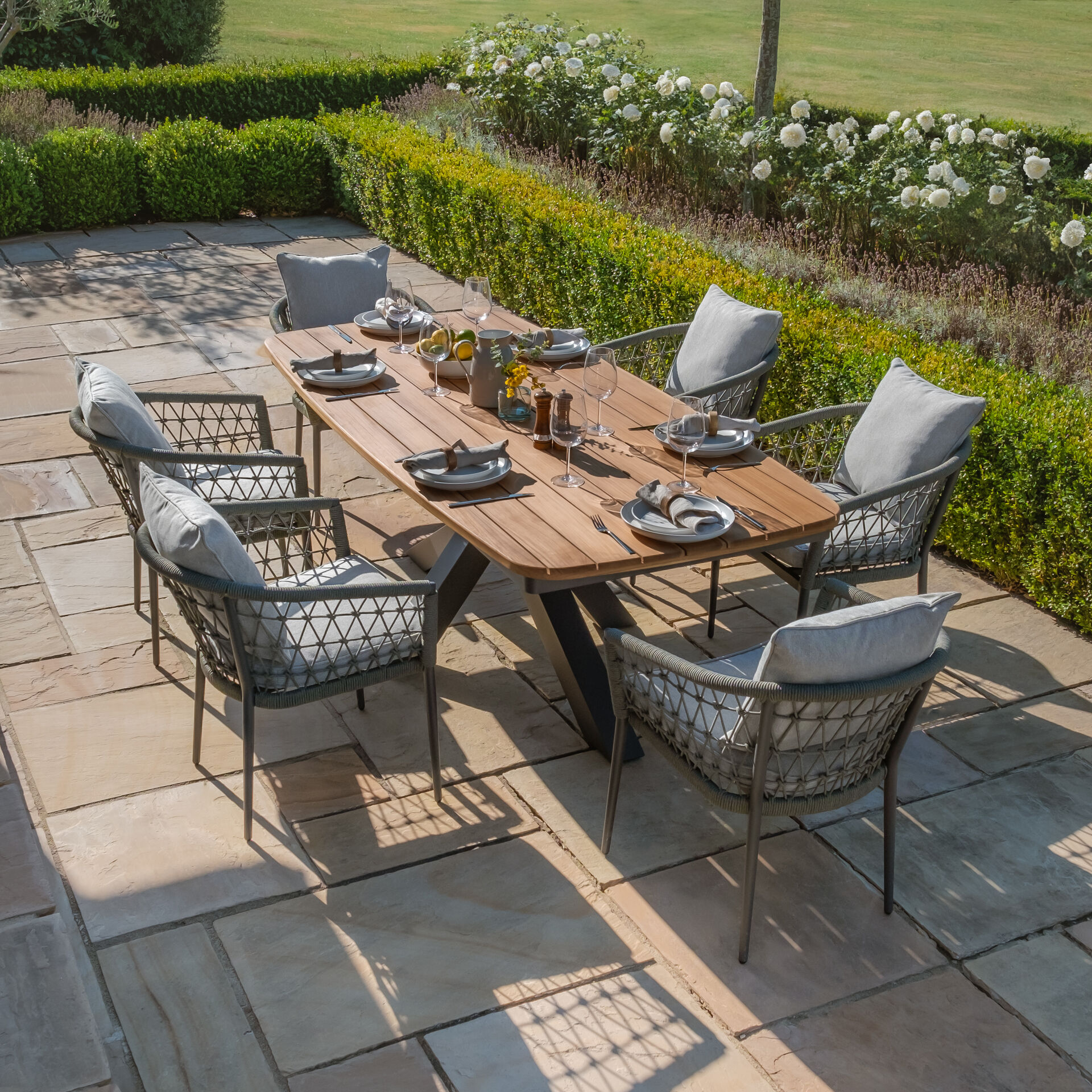 Maze - Jakarta Teak 6-8 Seat Oval Dining Table with Grey Aluminium Frame product image