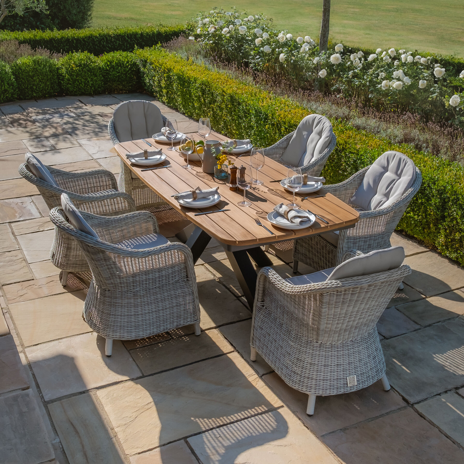 Maze - Jakarta Teak 6-8 Seat Oval Dining Table with Grey Aluminium Frame product image