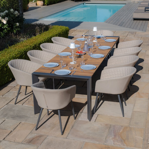 Maze - Jakarta 6 - 10 Seat Rectangular Extending Teak Dining Table with Grey Aluminium Frame product image