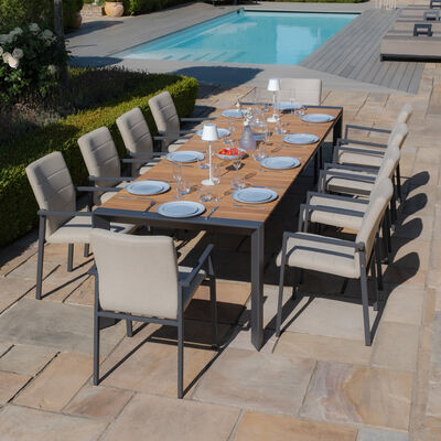 Maze - Jakarta 6 - 10 Seat Rectangular Extending Teak Dining Table with Grey Aluminium Frame product image