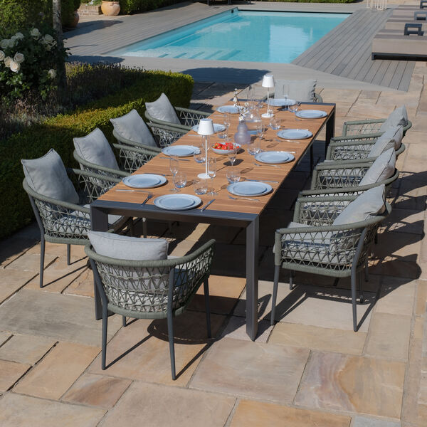 Maze - Jakarta 6 - 10 Seat Rectangular Extending Teak Dining Table with Grey Aluminium Frame product image