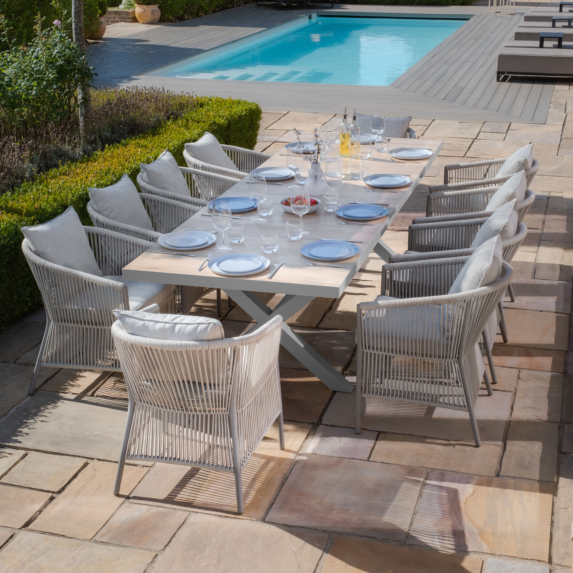 Maze - Vienna 6 - 10 Seat Extending Rectangular Dining Table with Dawn Grey Aluminium Frame product image