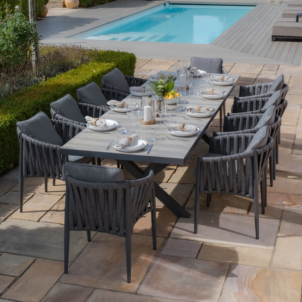 Maze - Vienna 6 - 10 Seat Extending Rectangular Dining Table with Charcoal Aluminium Frame product image