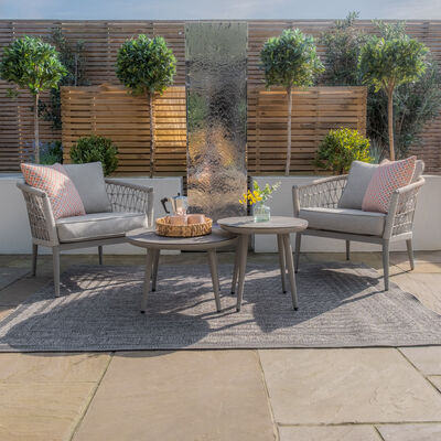 Maze - Monaco Rope Weave Lounge Set with 2 Round Coffee Tables - Cool Linen product image