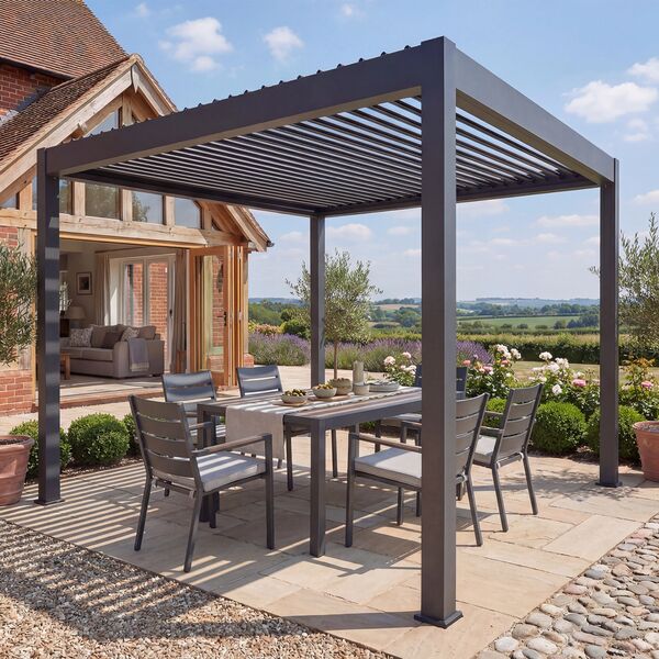 Jupiter Pergola Aluminium Rectangular 30x30 - Frame Only-Grey
