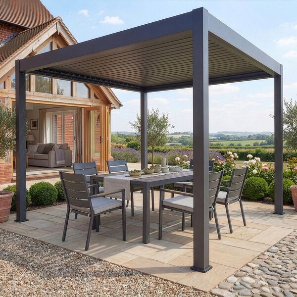 Jupiter Pergola Aluminium Rectangular 30x30 - Frame Only-Grey
