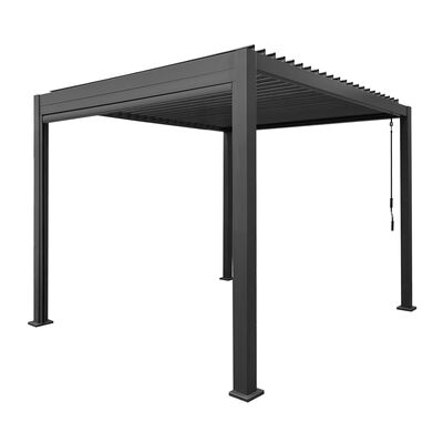 Maze - Jupiter 3m x 3m Aluminium Pergola Frame & Manual Operated Galvanised Steel Roof Louvres - Grey product image