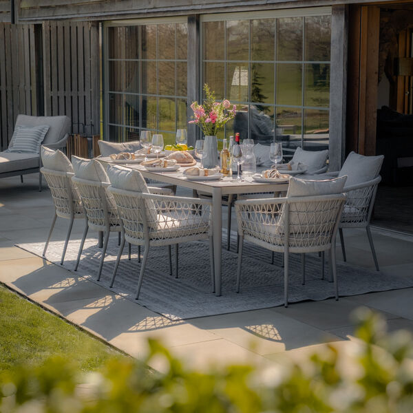 Maze - Monaco Rope Weave 8 Seat Rectangular Dining Set - Cool Linen product image