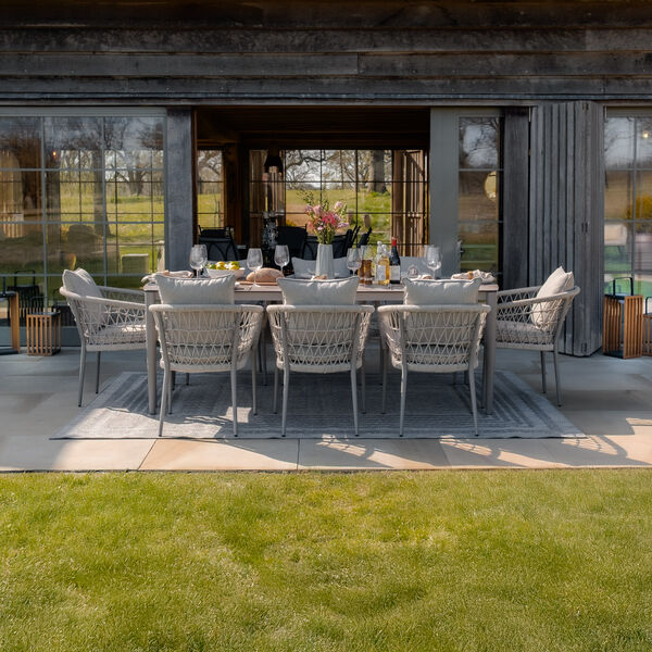 Maze - Monaco Rope Weave 8 Seat Rectangular Dining Set - Cool Linen product image