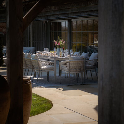 Maze - Monaco Rope Weave 8 Seat Rectangular Dining Set - Cool Linen product image