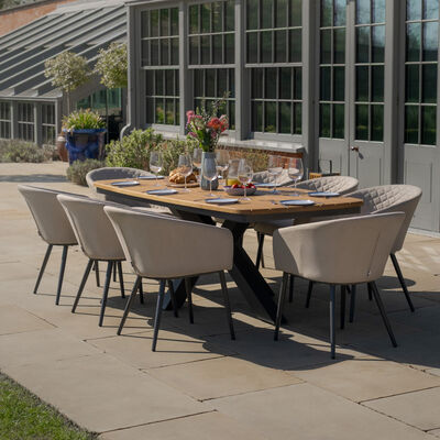 Maze - Jakarta Teak Oval Dining Table with 8 Ambition Oatmeal Dining Chairs product image