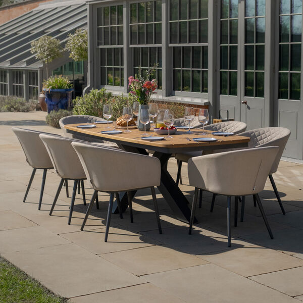 Maze - Jakarta Teak Oval Dining Table with 8 Ambition Oatmeal Dining Chairs product image