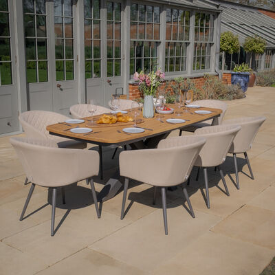 Maze - Jakarta Teak Oval Dining Table with 8 Ambition Oatmeal Dining Chairs product image