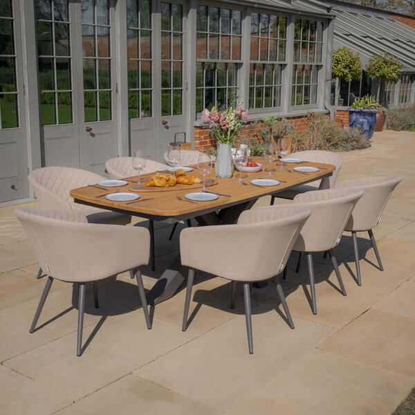 Maze - Jakarta Teak Oval Dining Table with 8 Ambition Oatmeal Dining Chairs product image