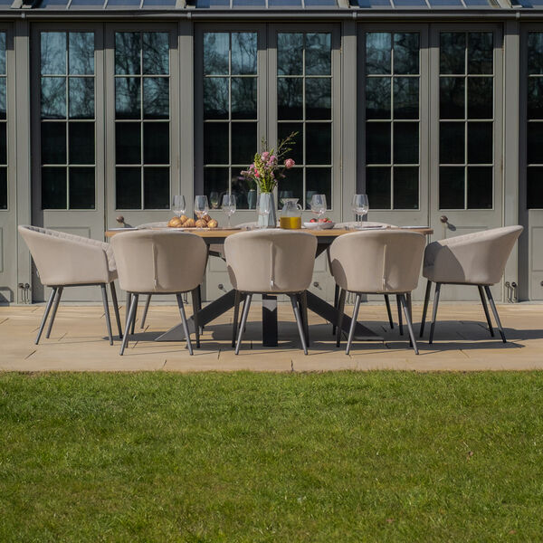 Maze - Jakarta Teak Oval Dining Table with 8 Ambition Oatmeal Dining Chairs product image