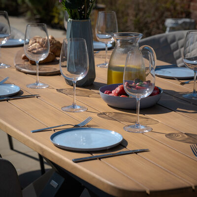 Maze - Jakarta Teak Oval Dining Table with 8 Ambition Oatmeal Dining Chairs product image