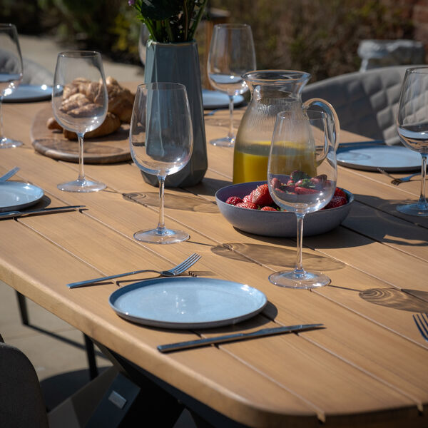 Maze - Jakarta Teak Oval Dining Table with 8 Ambition Oatmeal Dining Chairs product image