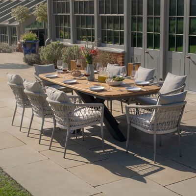 Maze - Jakarta Teak Oval Dining Table with 8 Monaco Cool Linen Rope Weave Dining Chairs product image
