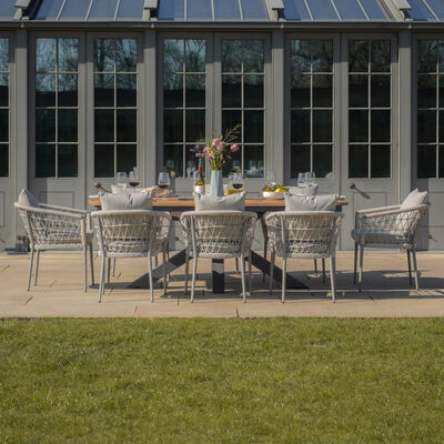 Maze - Jakarta Teak Oval Dining Table with 8 Monaco Cool Linen Rope Weave Dining Chairs product image