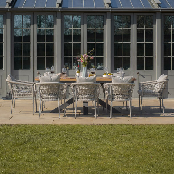 Maze - Jakarta Teak Oval Dining Table with 8 Monaco Cool Linen Rope Weave Dining Chairs product image